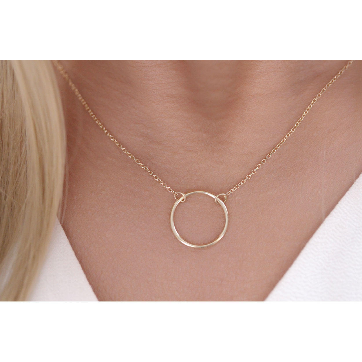 14K Solid Gold 15MM Meaningful Karma Halo Necklace Model 3