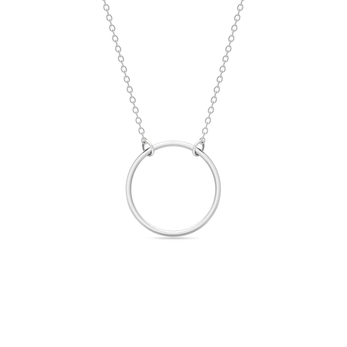 14K Solid Gold 15MM Meaningful Karma Halo Necklace White Gold