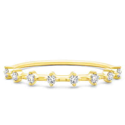 14K Solid Gold Unique Two Prong Half Eternity Band