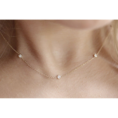 14K Solid Gold Diamond By The Yard Necklace Model 5