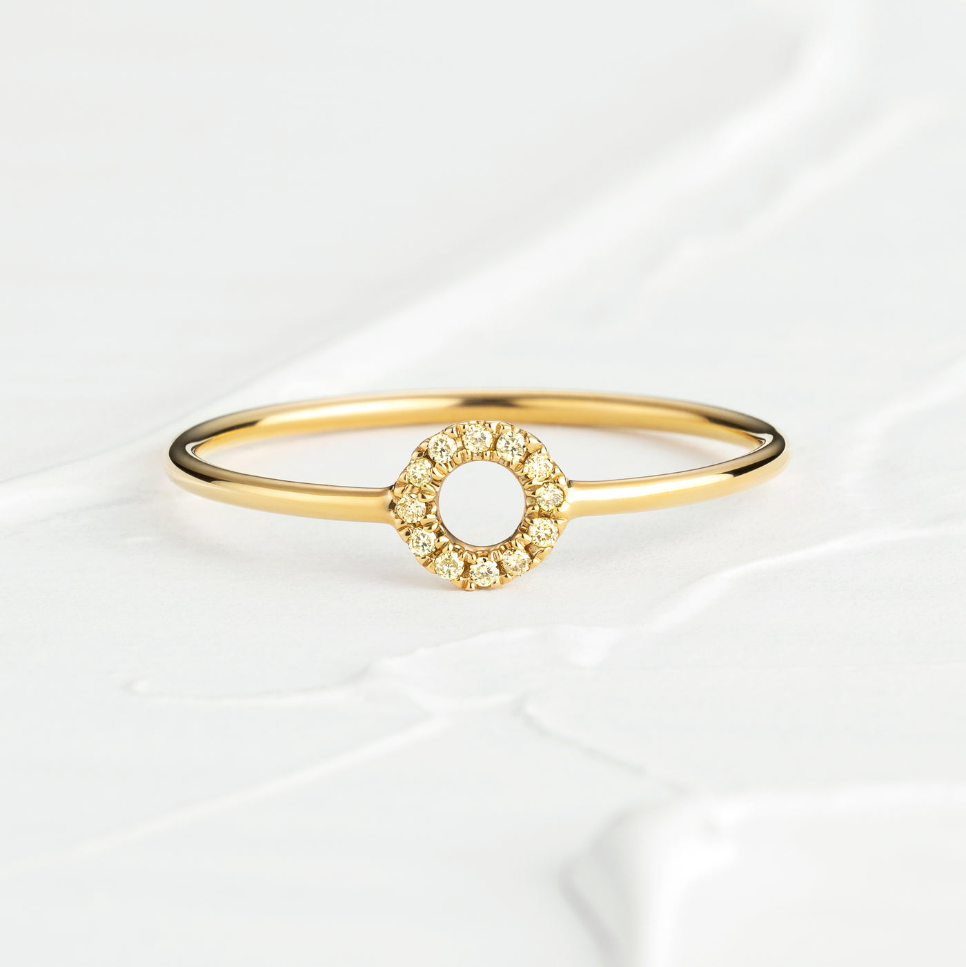 Aurora 14K Solid Gold Halo Shaped Diamond Ring