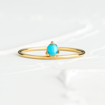 Kelsey 14K Solid Gold Stackable Turquoise Ring