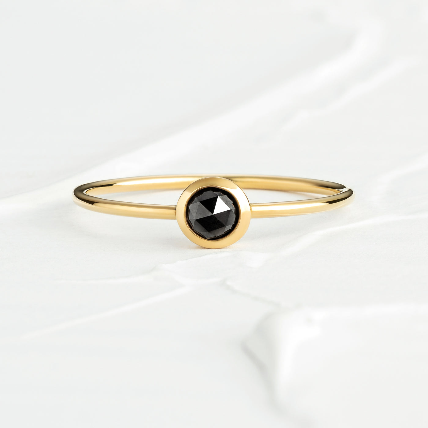 Alicia 14K Solid Gold Rose Cut Black Diamond Ring