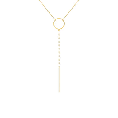 14K Solid Gold Karma Lariat Drop Necklace