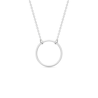 14K Solid Gold 15MM Meaningful Karma Halo Necklace White Gold