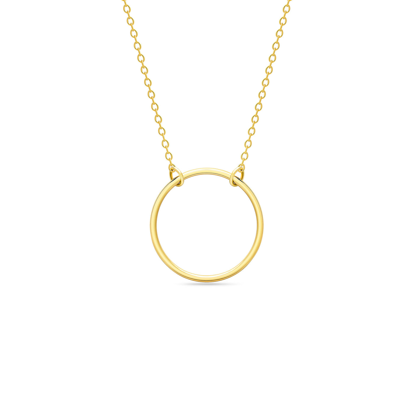 14K Solid Gold 15MM Meaningful Karma Halo Necklace
