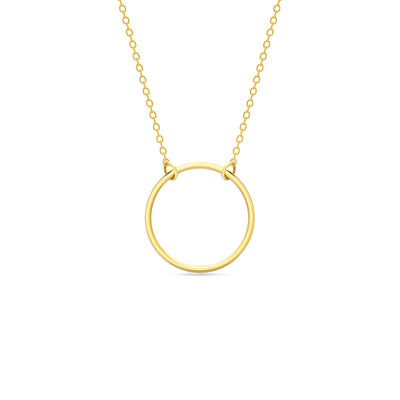 14K Solid Gold 15MM Meaningful Karma Halo Necklace