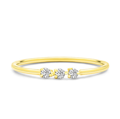14K Solid Gold Three Prong Three Stone Diamond Ring