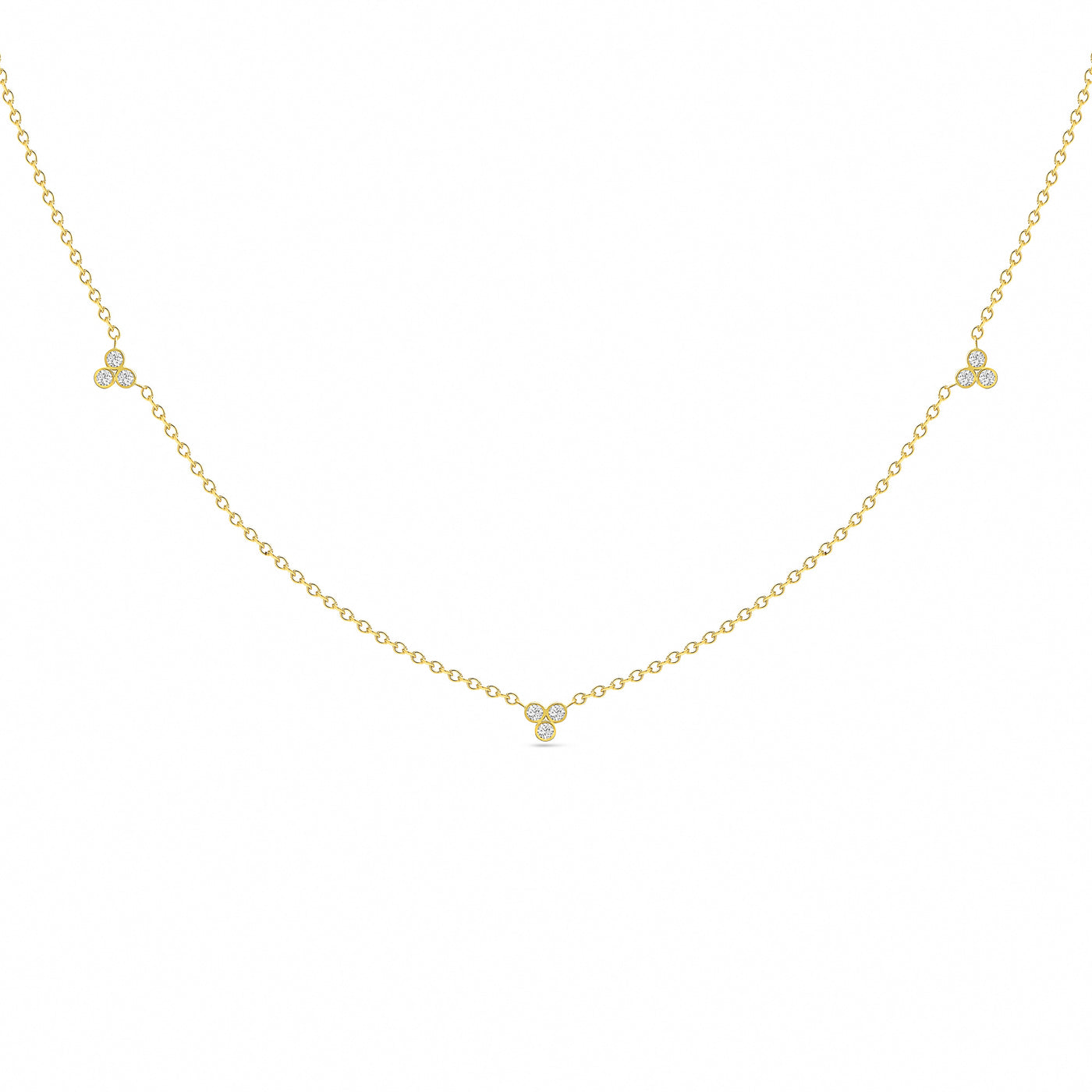 14K Solid Gold Diamond By Yard Trio Necklace