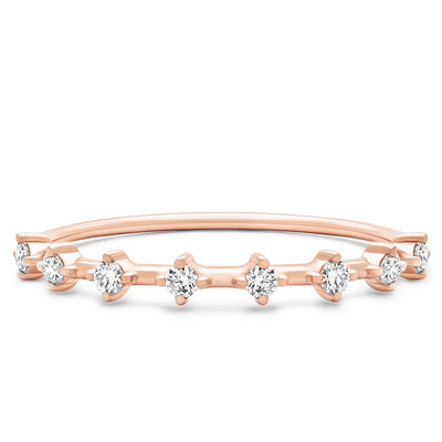 14K Solid Rose Gold Unique Two Prong Half Eternity Band