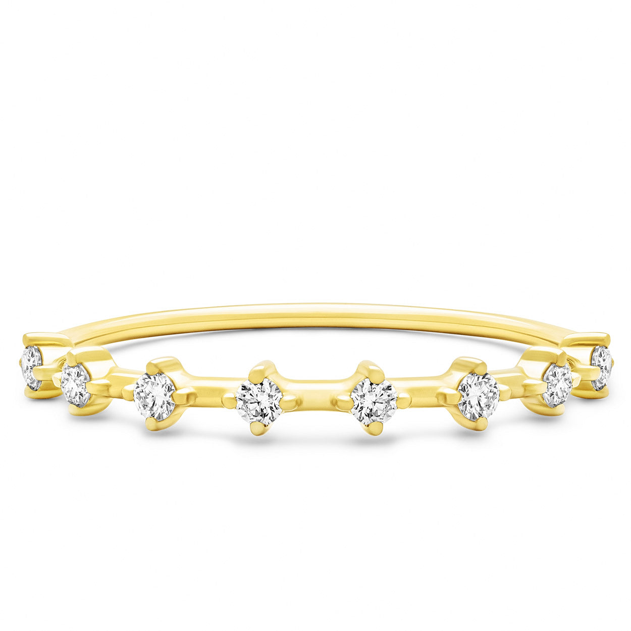 14K Solid Gold Unique Two Prong Half Eternity Band