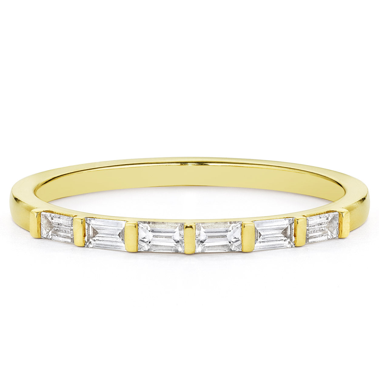 14K Solid Gold Baguette Diamond Half Eternity Band