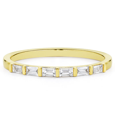 14K Solid Gold Baguette Diamond Half Eternity Band