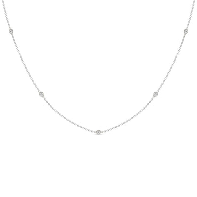14K Solid Gold Diamond By The Yard Necklace White Gold