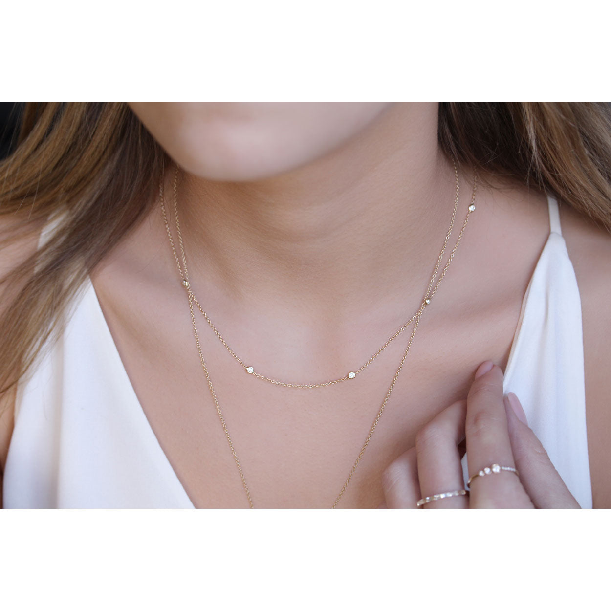 14K Solid Gold Diamond By The Yard Necklace Model 4
