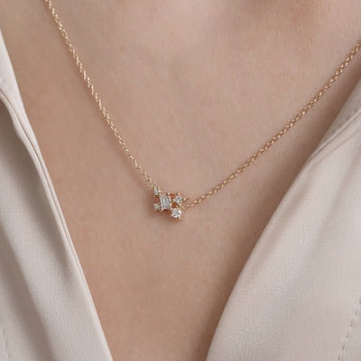 14K Solid Gold Emerald Cut Multi Shape Diamond Necklace Lifestyle