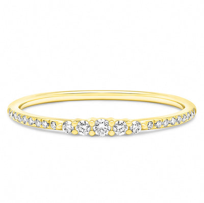 14K Solid Gold Graduated Round Brilliant Cut Diamond Pave Band