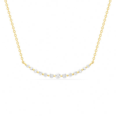 14K Solid Gold Graduated Diamond Bar Necklace