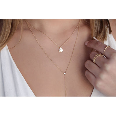 14K Solid Gold Round Diamond Moon and Sun Necklace Model 2