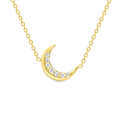14K Solid Gold Meaningful Diamond Moon Necklace