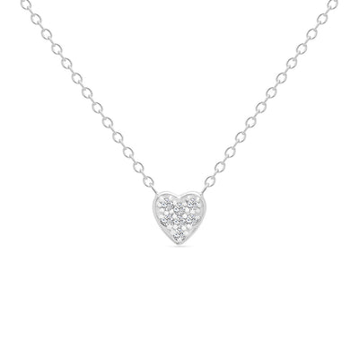 14K Solid White Gold Small Sweetheart Necklace
