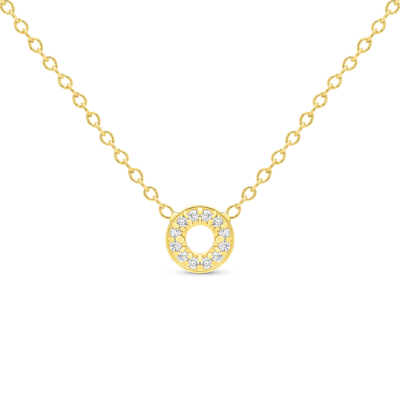 14K Solid Gold Diamond Tiny Karma Halo Necklace