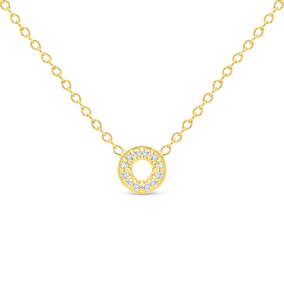 14K Solid Gold Diamond Tiny Karma Halo Necklace