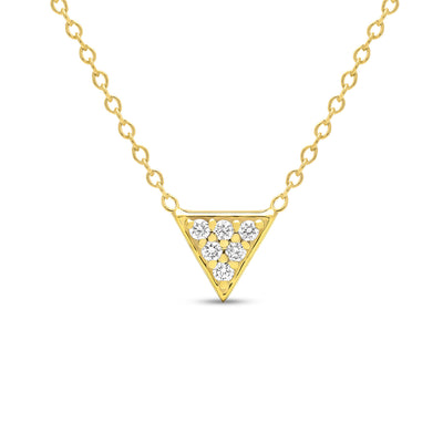 14K Solid Gold Diamond Trillion Pave Necklace