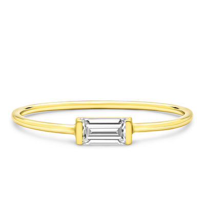 14K Solid Gold White Sapphire Baguette Minimalist Ring
