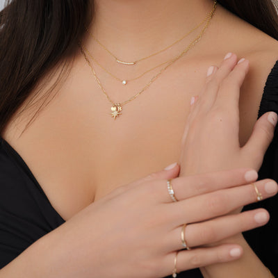 Miley Diamond Charm Personalized Starburst Necklace