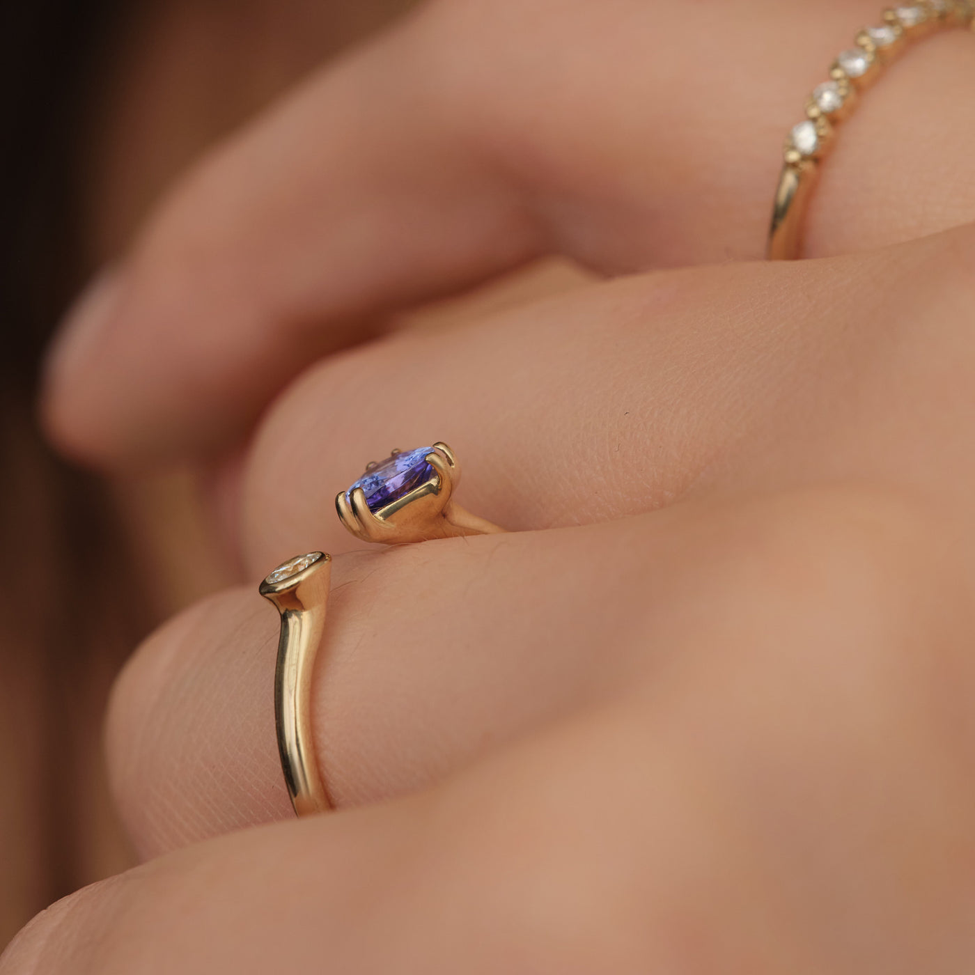 Gwen Open Cuff Tanzanite Diamond Ring