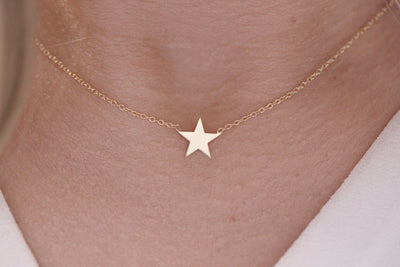 14K Solid Gold Meaningful Lucky Star Necklace
