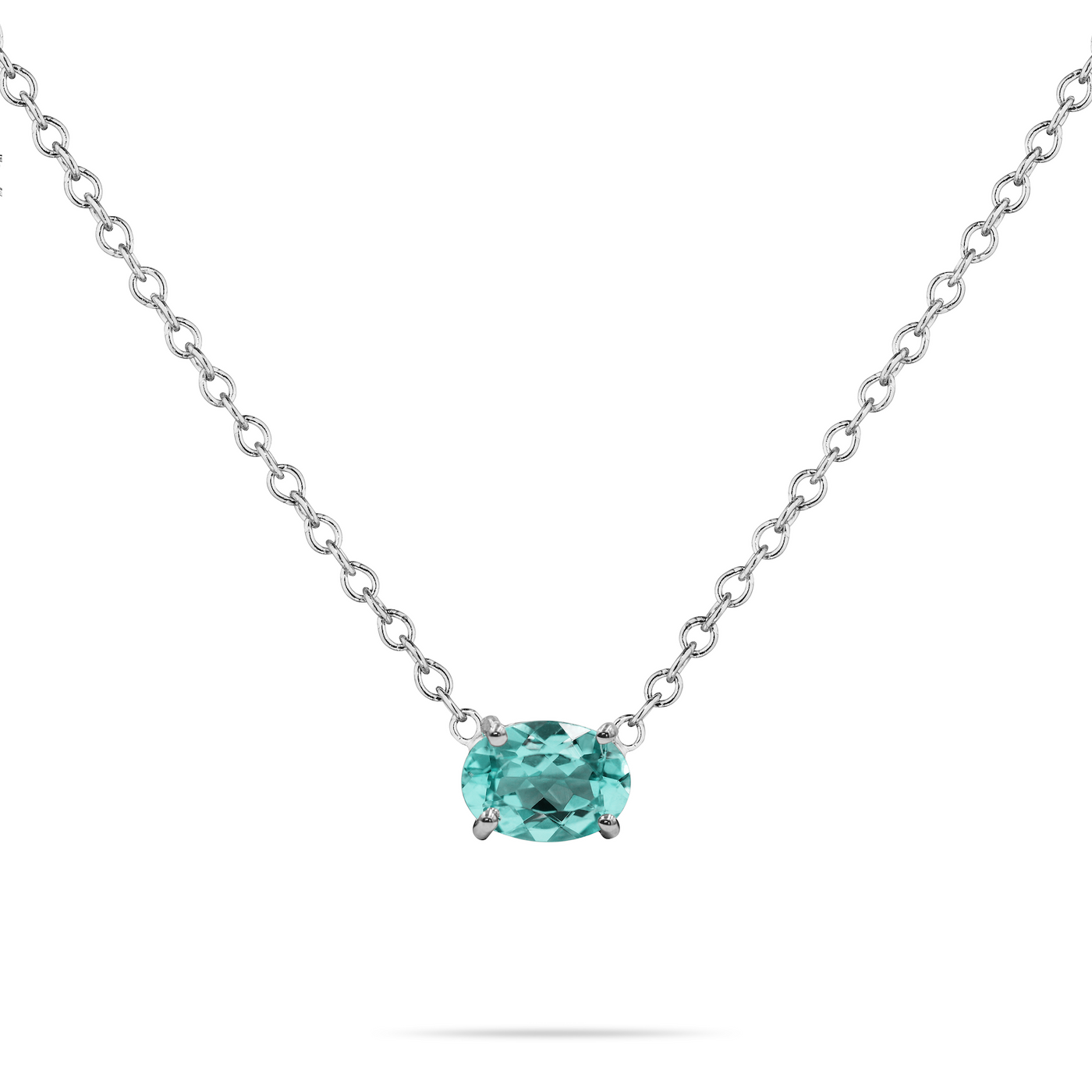 14K Solid Gold Natural Prong Set Apatite Solitaire Necklace