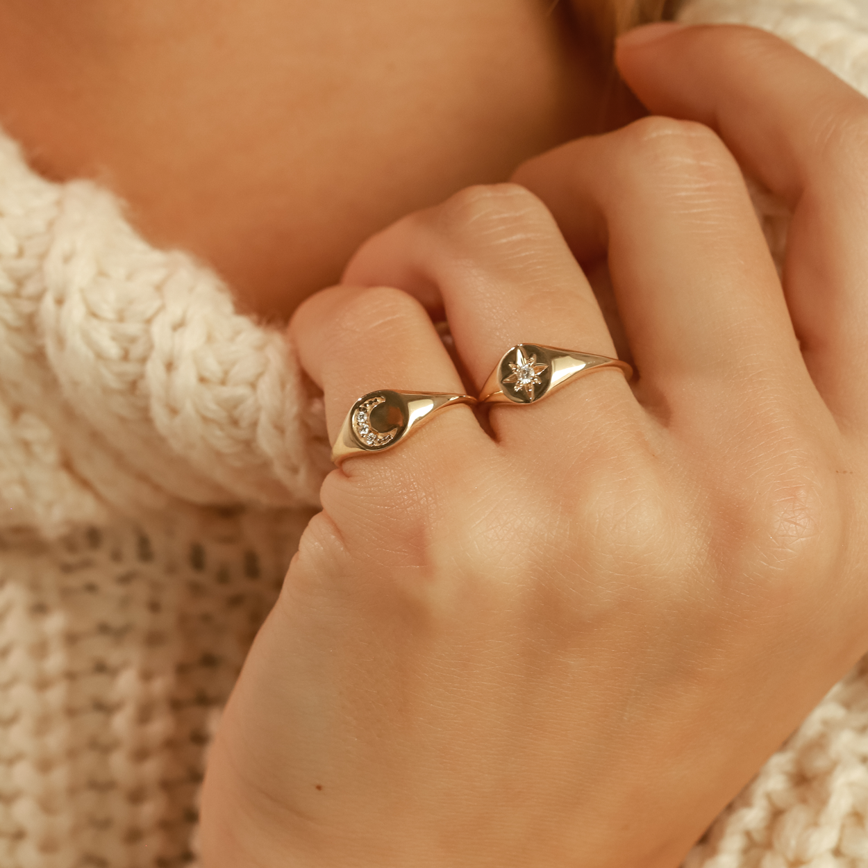 Isabella Moon Signet Diamond Ring