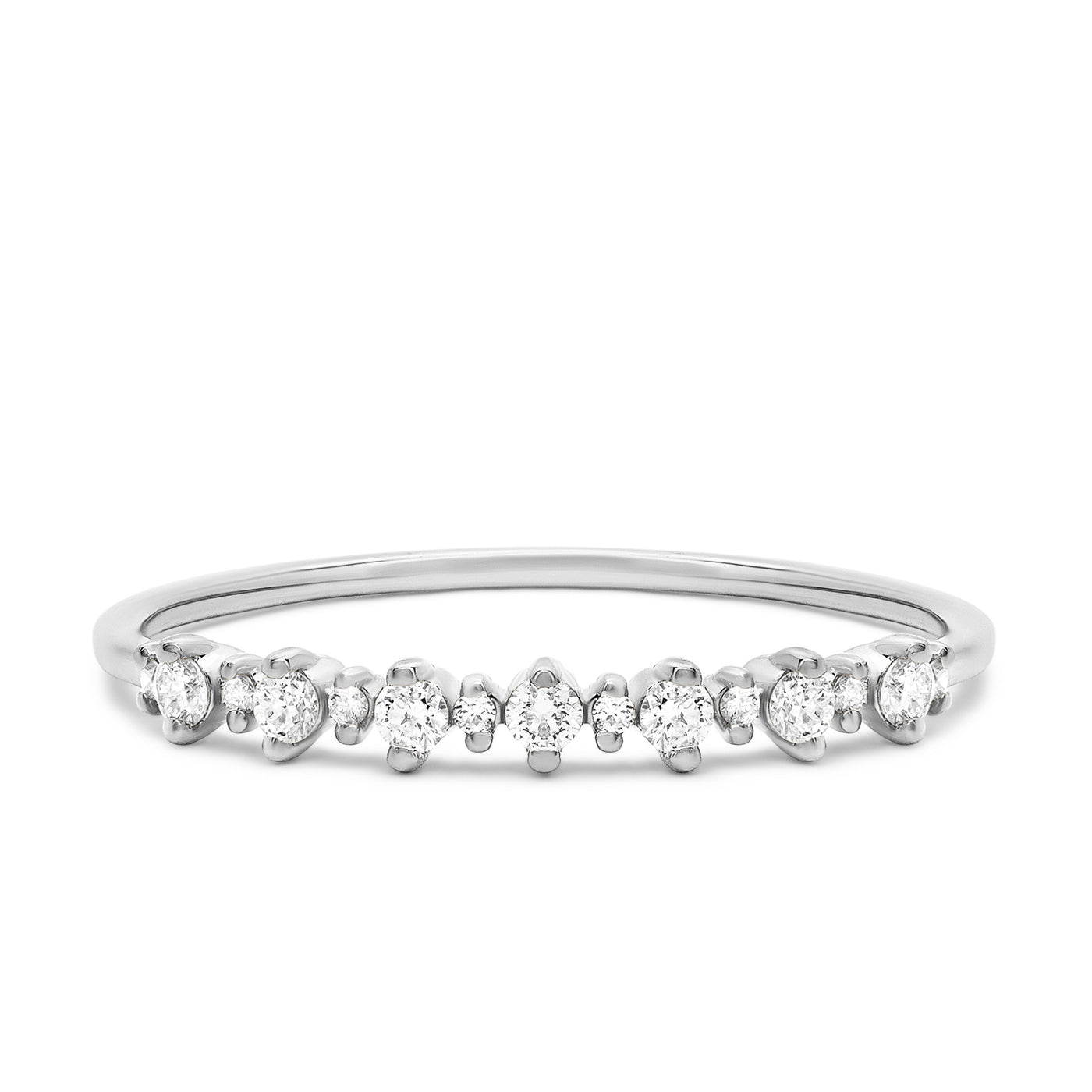 14K Solid Gold Alternating Double Prong Half Eternity Band