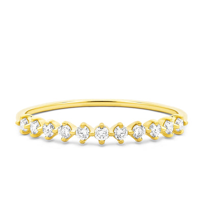 14K Solid Gold Round Diamond Shared Four Prong Band