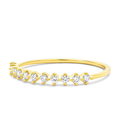 14K Solid Gold Round Diamond Shared Four Prong Band