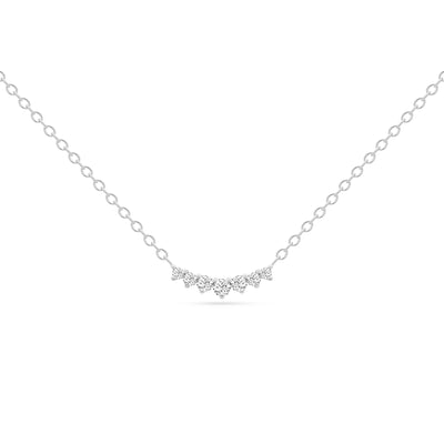 14K Solid Gold Graduated Seven Diamond Three Prong Necklace