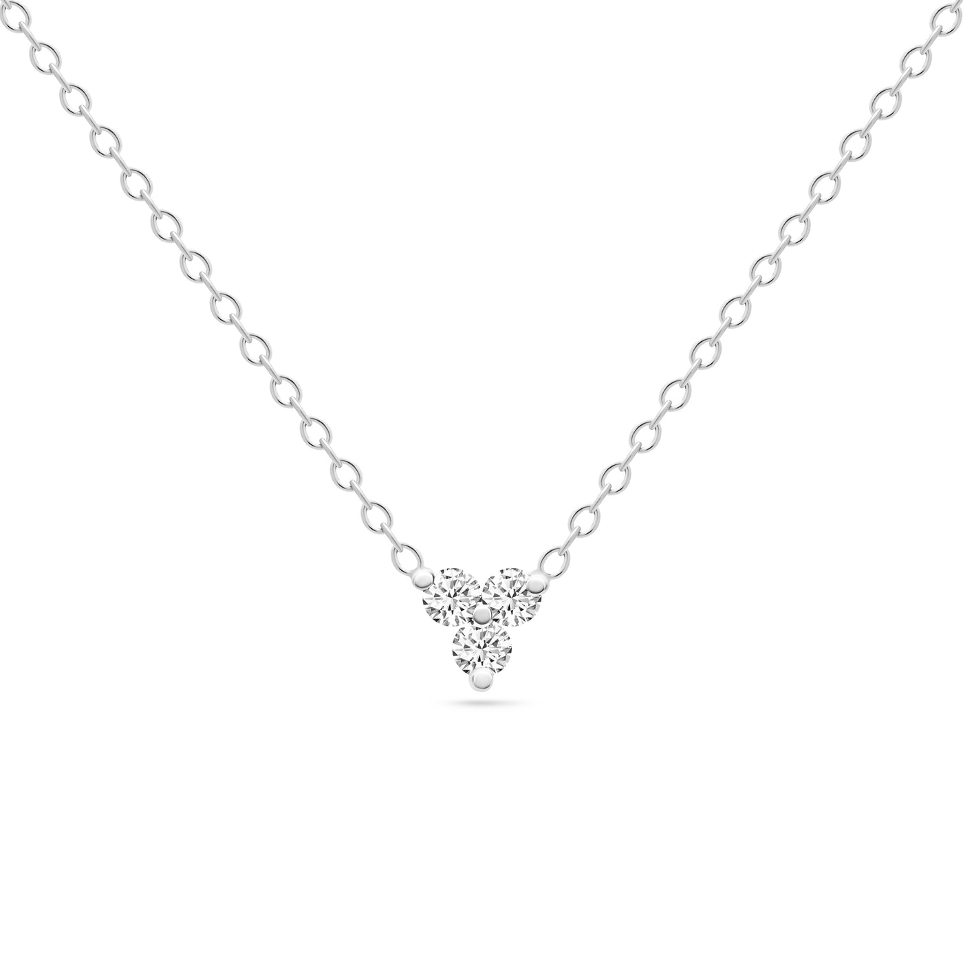 14K Solid Gold Past Present Future Prong Set Diamond Necklace