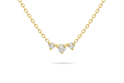 14K Solid Gold Past Present Future Graduated Three Diamond Necklace