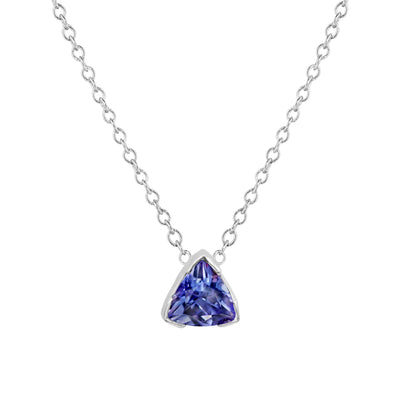14K Solid Gold Natural Tanzanite Solitaire Bezel Necklace