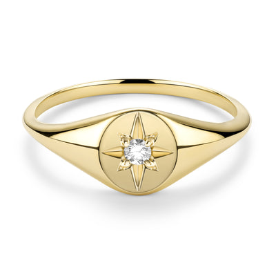 Megan Starburst Signet Diamond Ring
